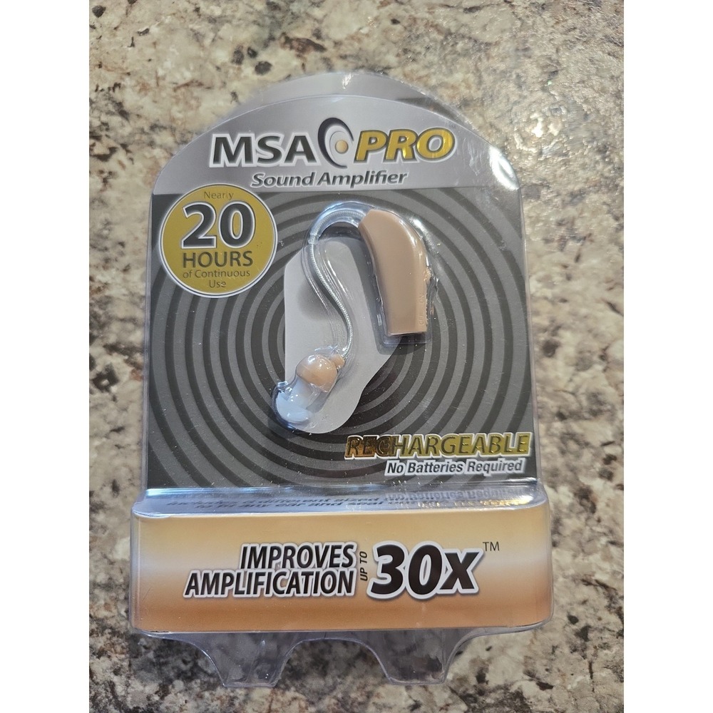 MSA Pro Rechargeable (~20hrs) Sound Amplifier (30x) Hearing Aid & Charger NEW